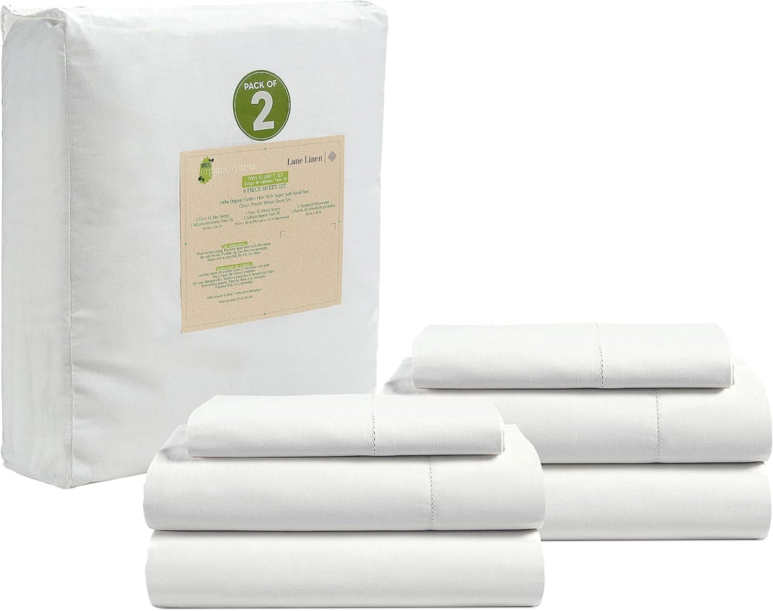 LANE LINEN Queen Organic Sheet Set – White