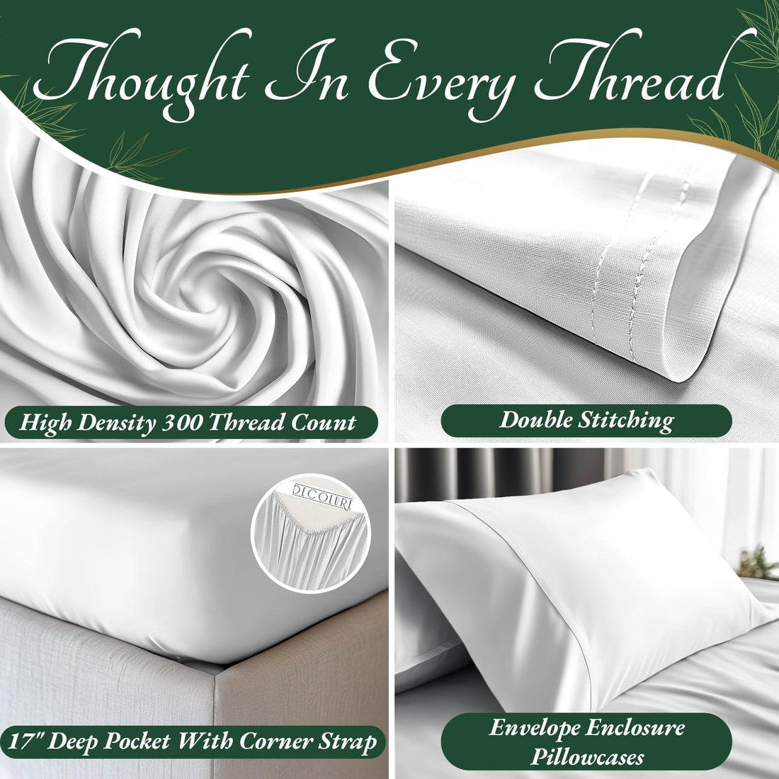 DECOLURE Bamboo Sheet Set – King, Cooling Taupe
