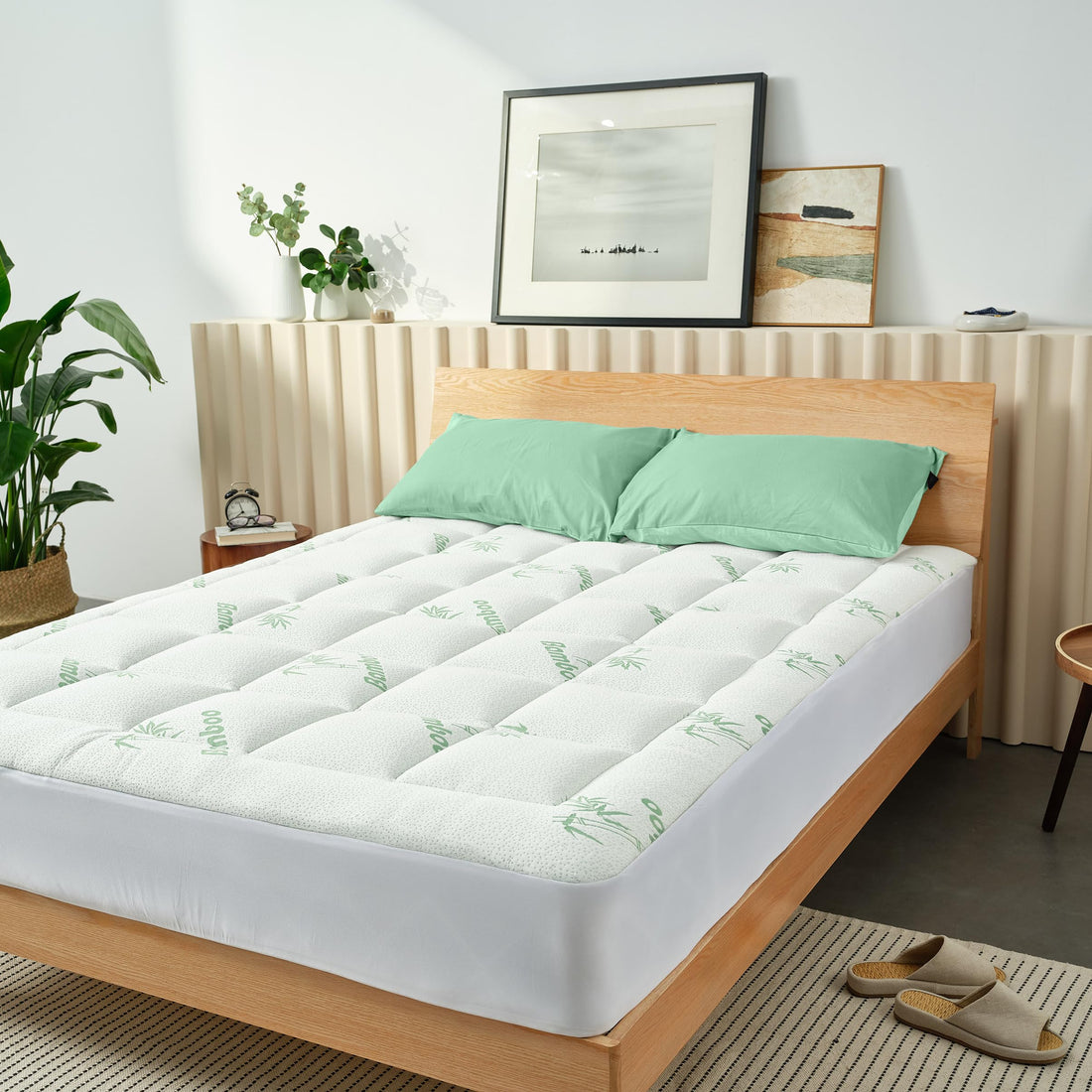 Ultra Soft Bamboo Mattress Topper – Queen, Green
