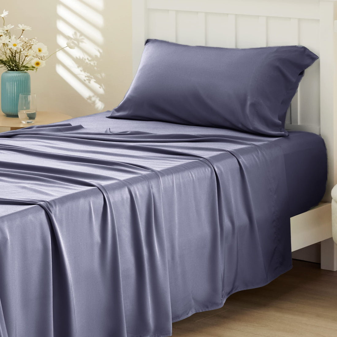 Bedsure King Cooling Bamboo Sheets – Light Beige