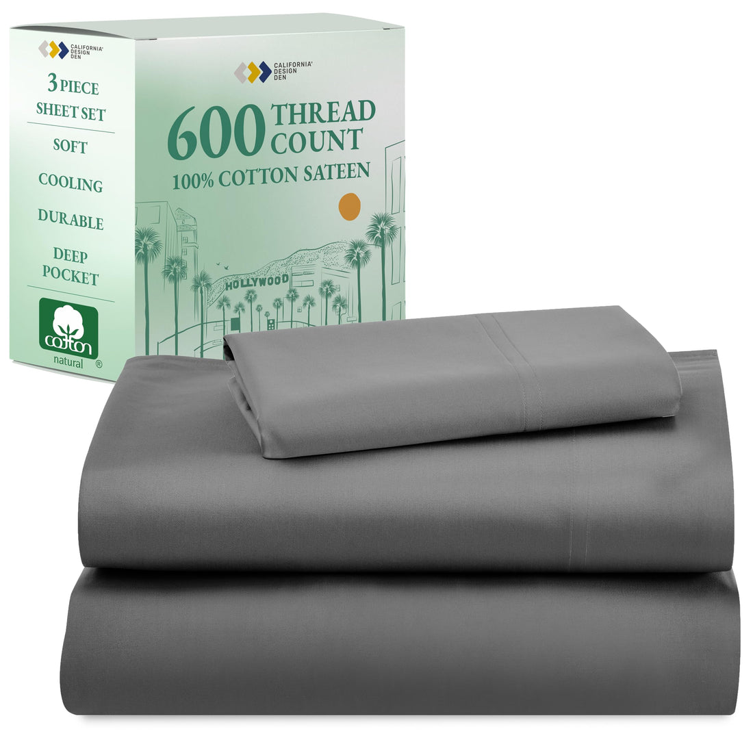 California Design Den King Sheet Set – 100% Cotton, White