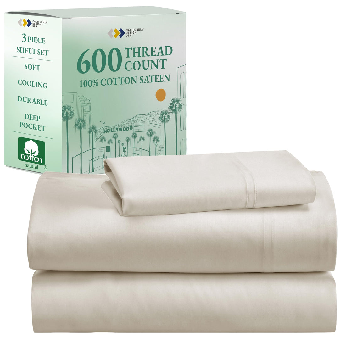California Design Den King Sheet Set – 100% Cotton, White