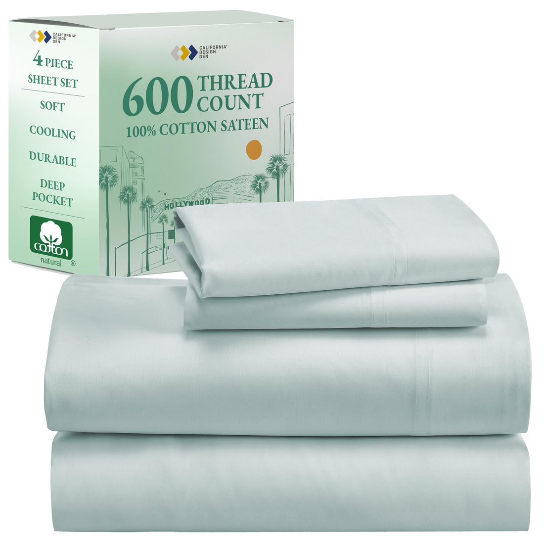 California Design Den King Sheet Set – 100% Cotton, White