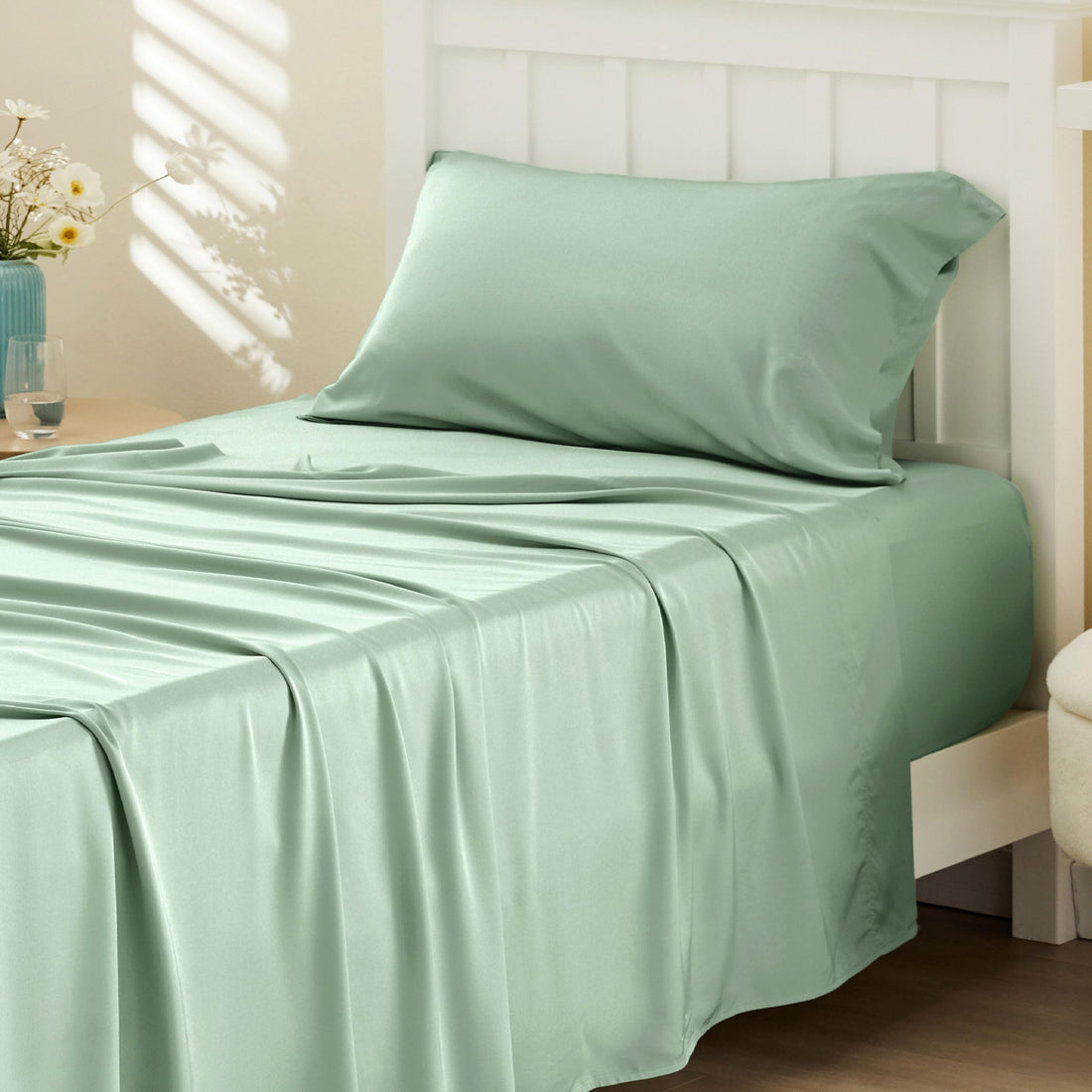 Bedsure King Cooling Bamboo Sheets – Light Beige
