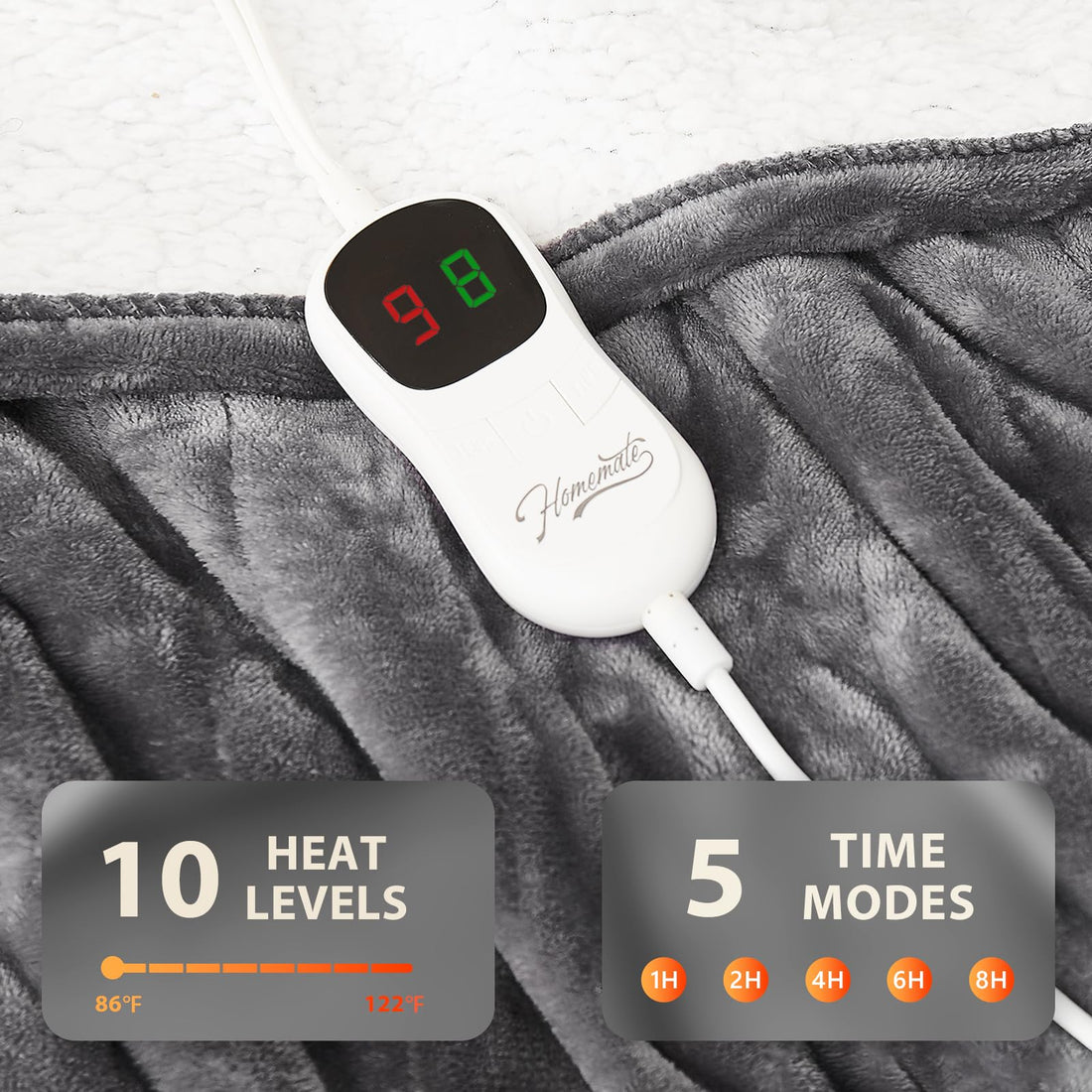 Homemate Twin Electric Blanket – Grey