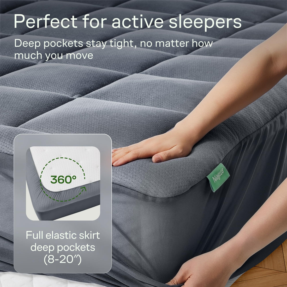 Ultra Soft Bamboo Mattress Topper – Queen, Green