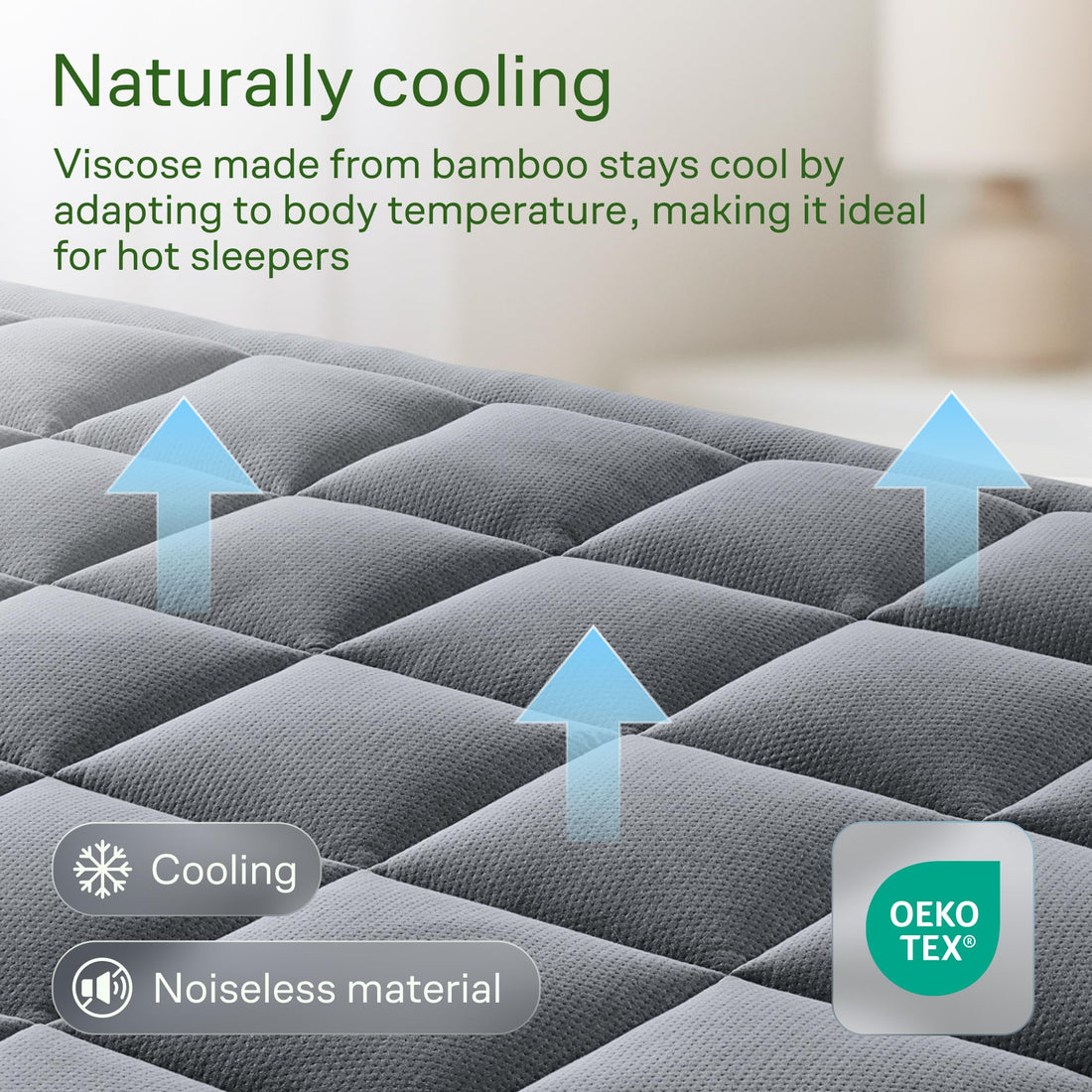 Ultra Soft Bamboo Mattress Topper – Queen, Green