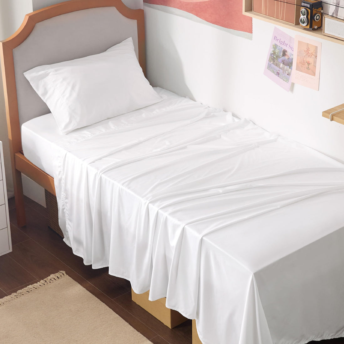Bedsure King Cooling Bamboo Sheets – Light Beige