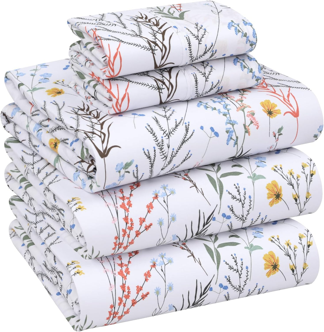 RUVANTI Split King Cotton Sheet Set – Floral, 5PC