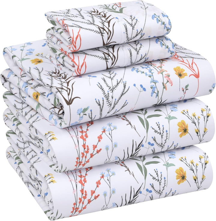 RUVANTI Split King Cotton Sheet Set – Floral, 5PC