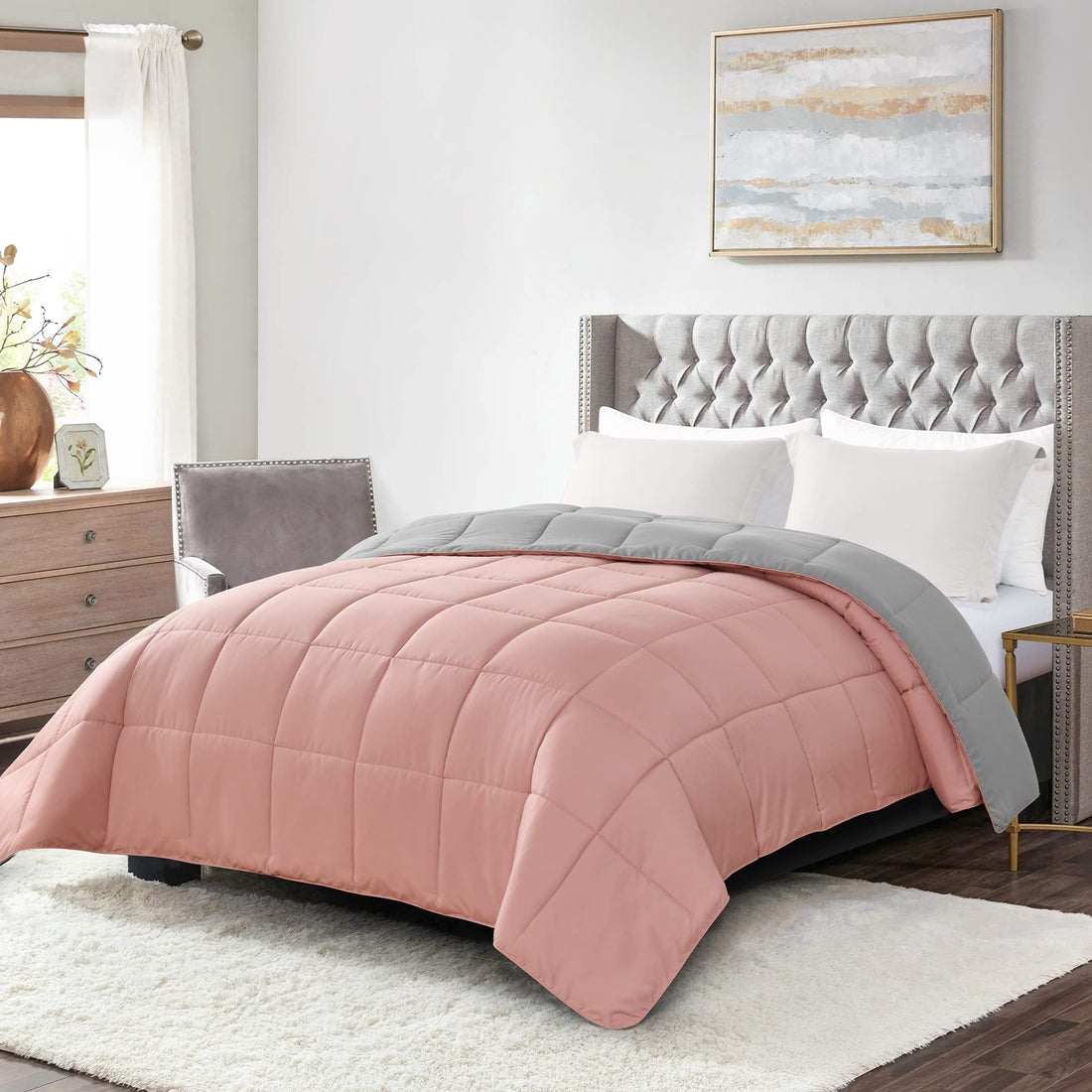 Homelike Moment Queen Comforter – Reversible Grey