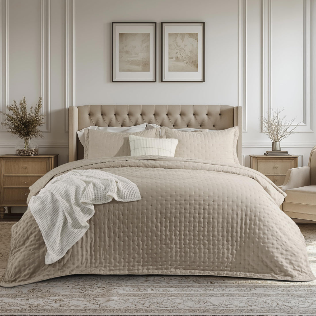 Bedsure Queen Quilt Set – White