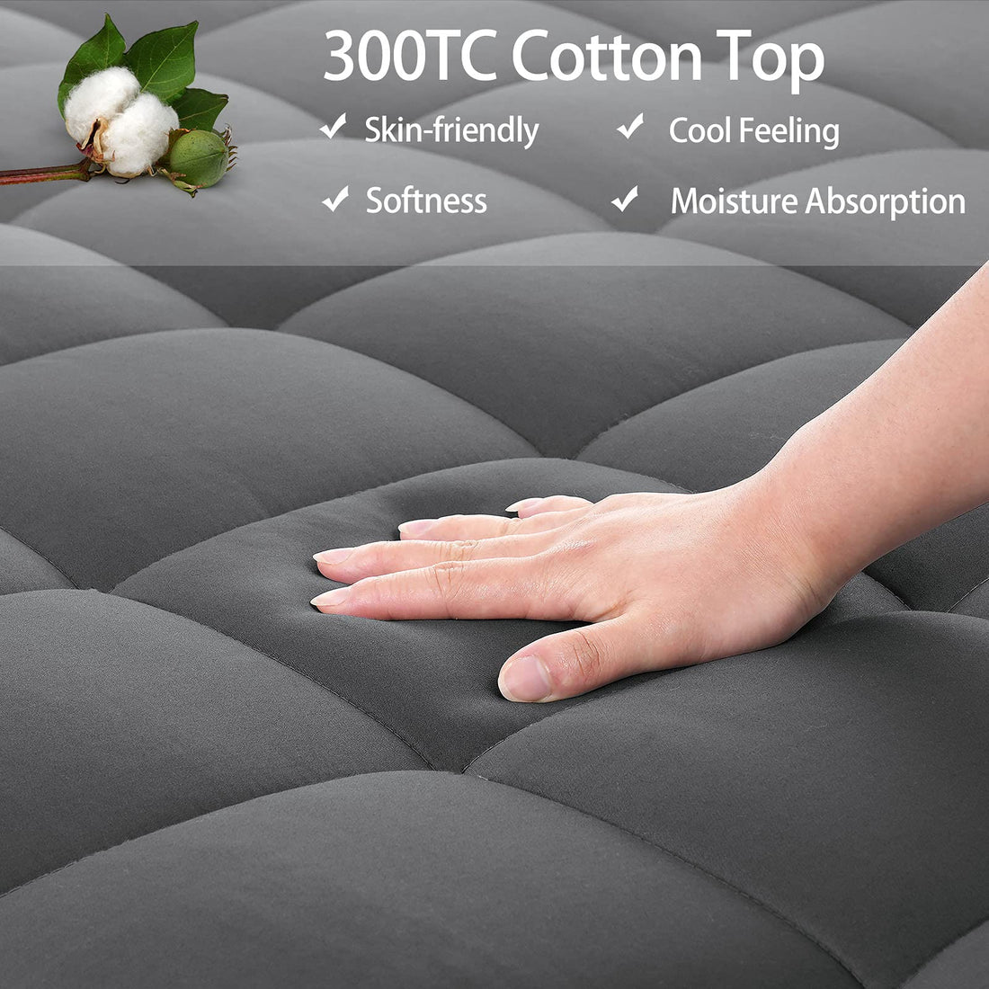 EASELAND Queen Mattress Pad – Pillow Top, White