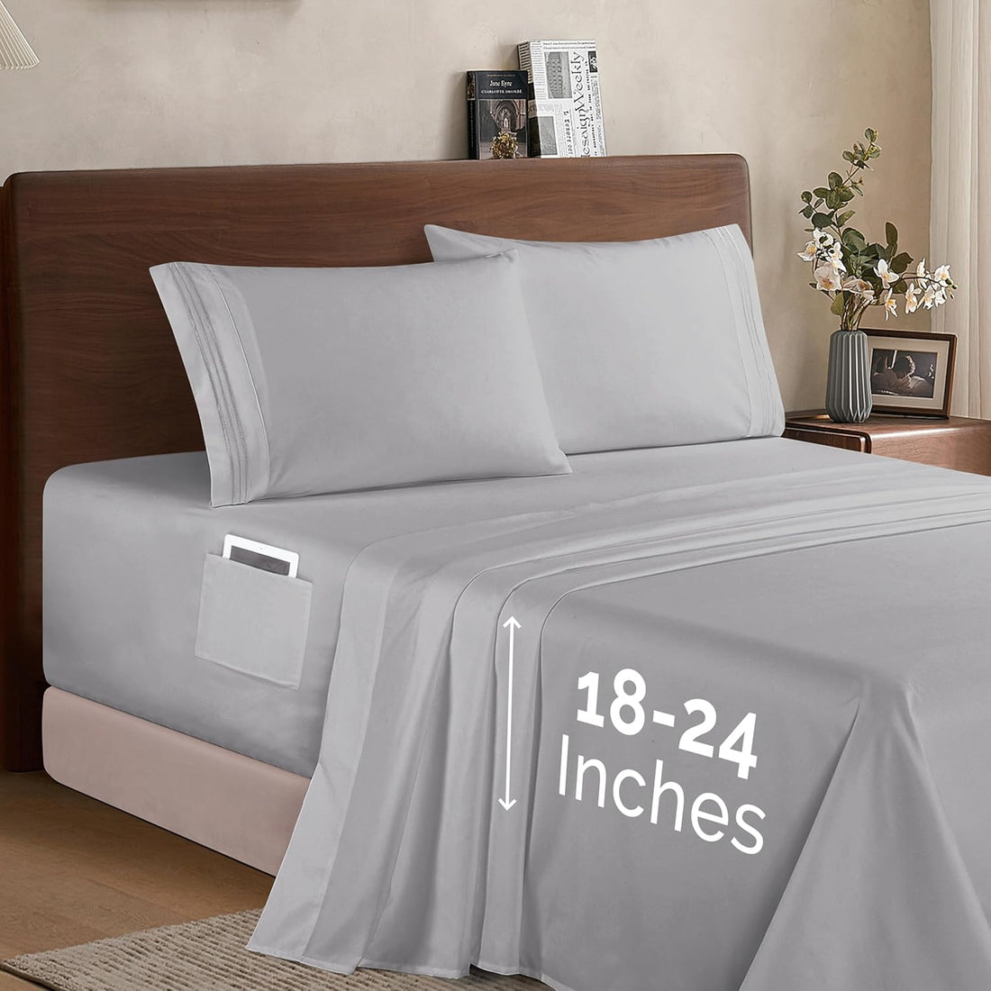 Elegant Comfort Twin Sheet Set – Grey