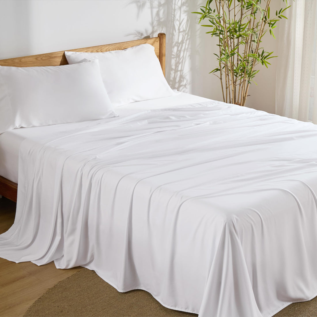 Bedsure King Cooling Bamboo Sheets – Light Beige