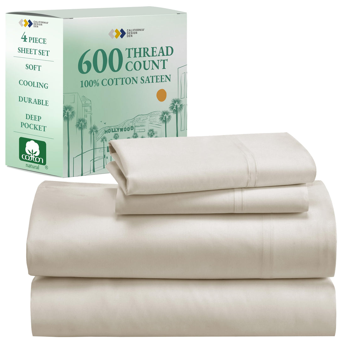California Design Den King Sheet Set – 100% Cotton, White