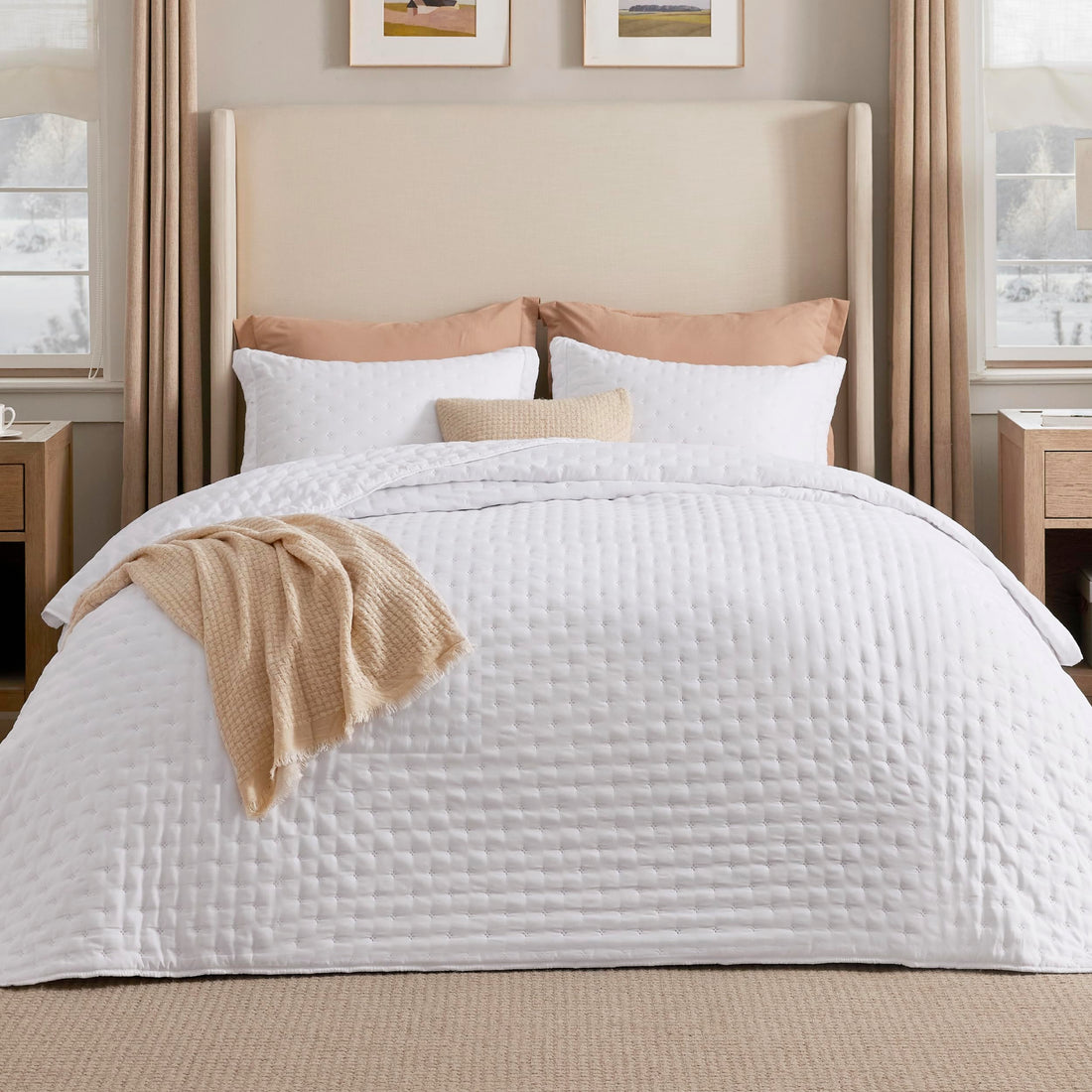 Bedsure Queen Quilt Set – White