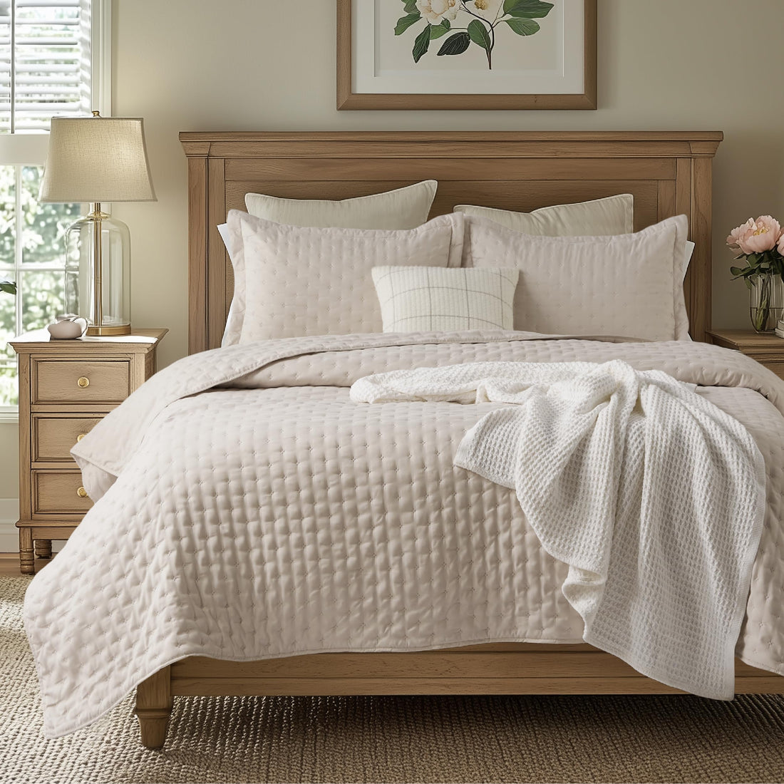 Bedsure Queen Quilt Set – White