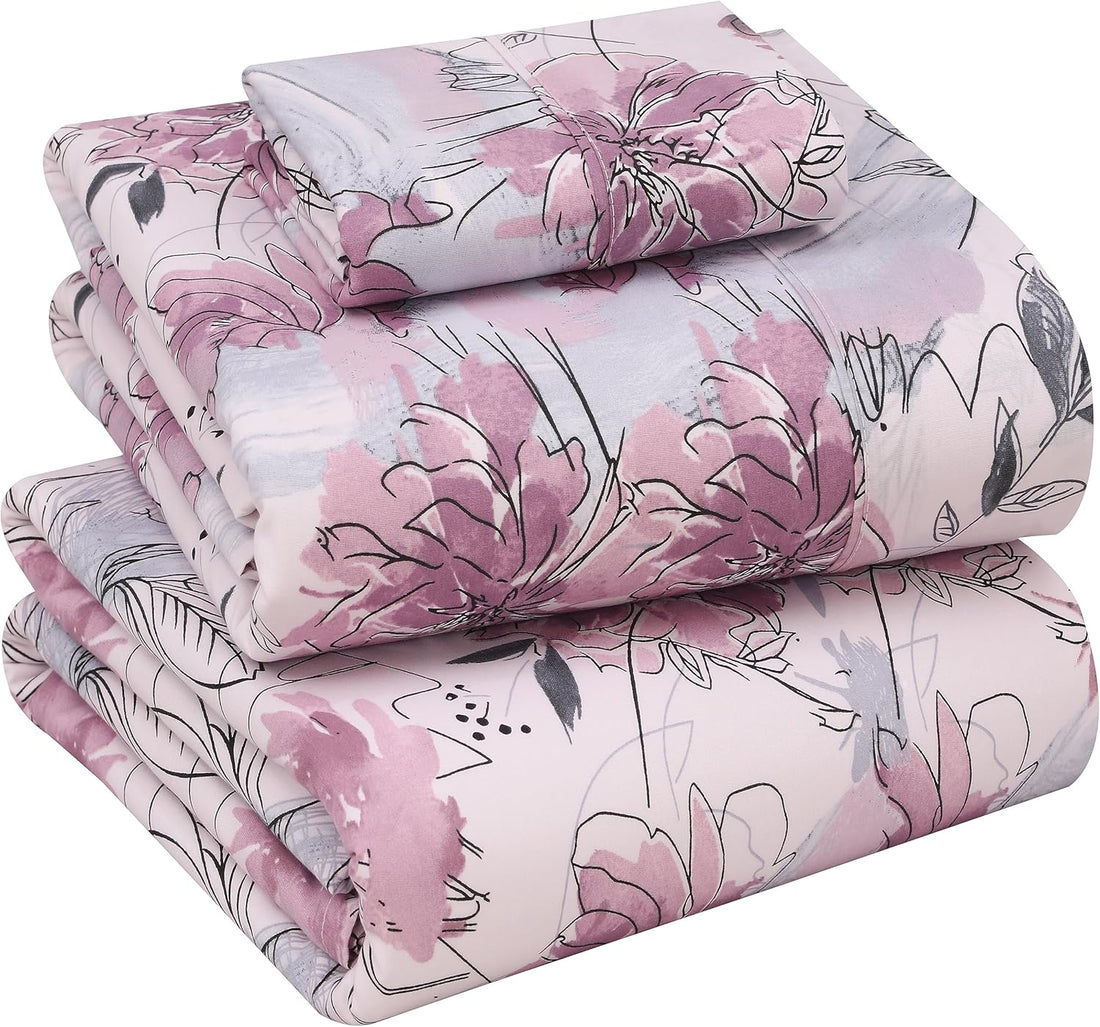 RUVANTI Split King Cotton Sheet Set – Floral, 5PC