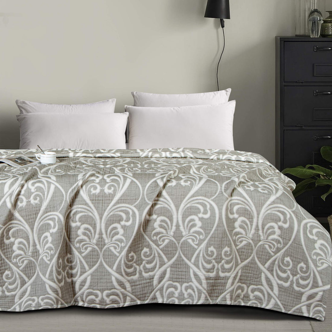 NTBAY Cotton Muslin Quilt – Queen Gray