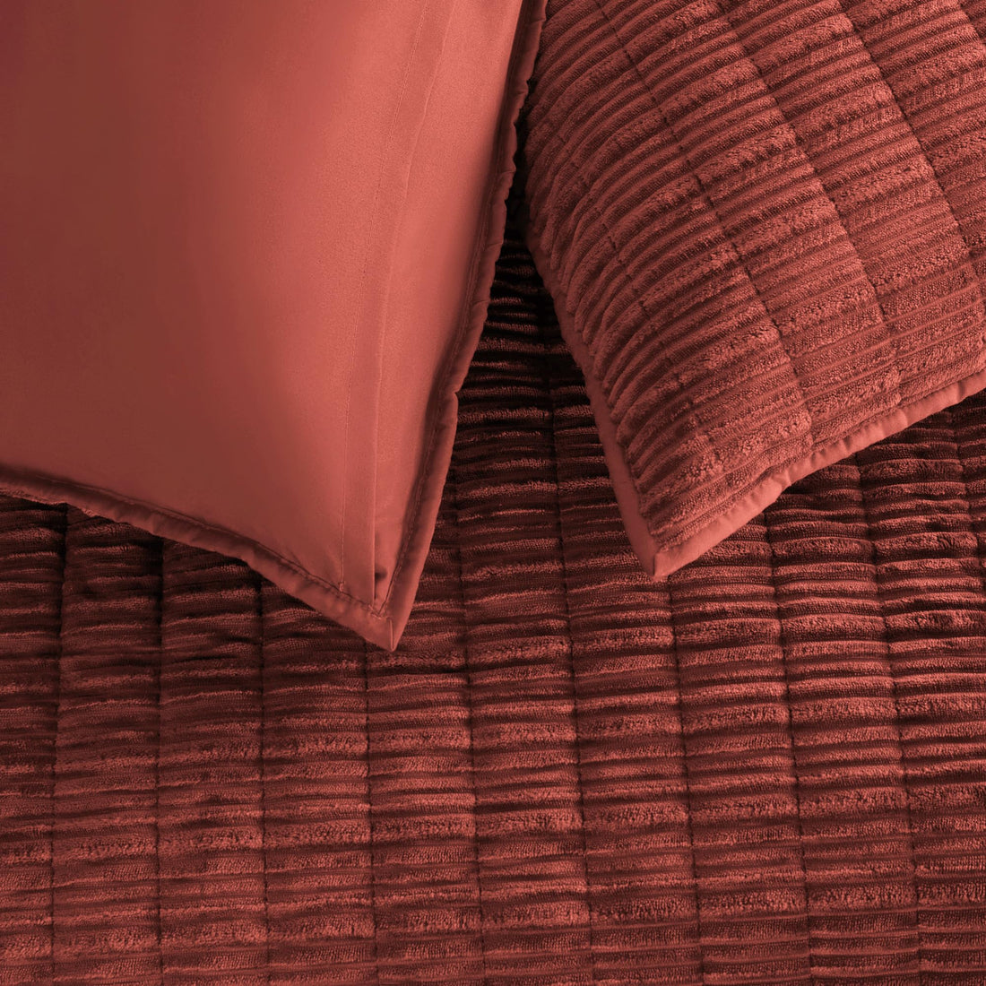 Velvet Striped Quilt – Queen Green