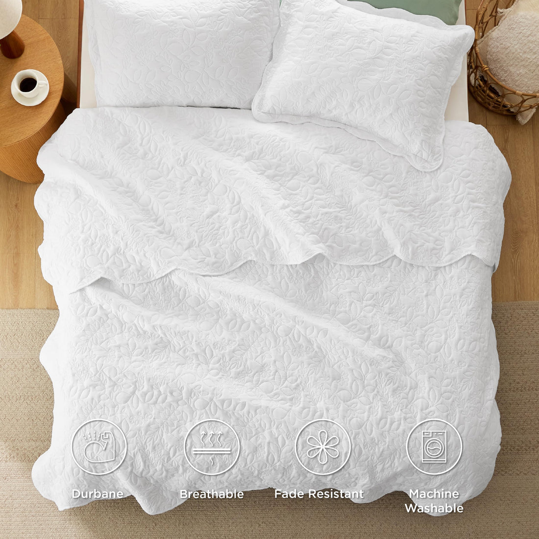 Bedsure Queen Quilt Set – White