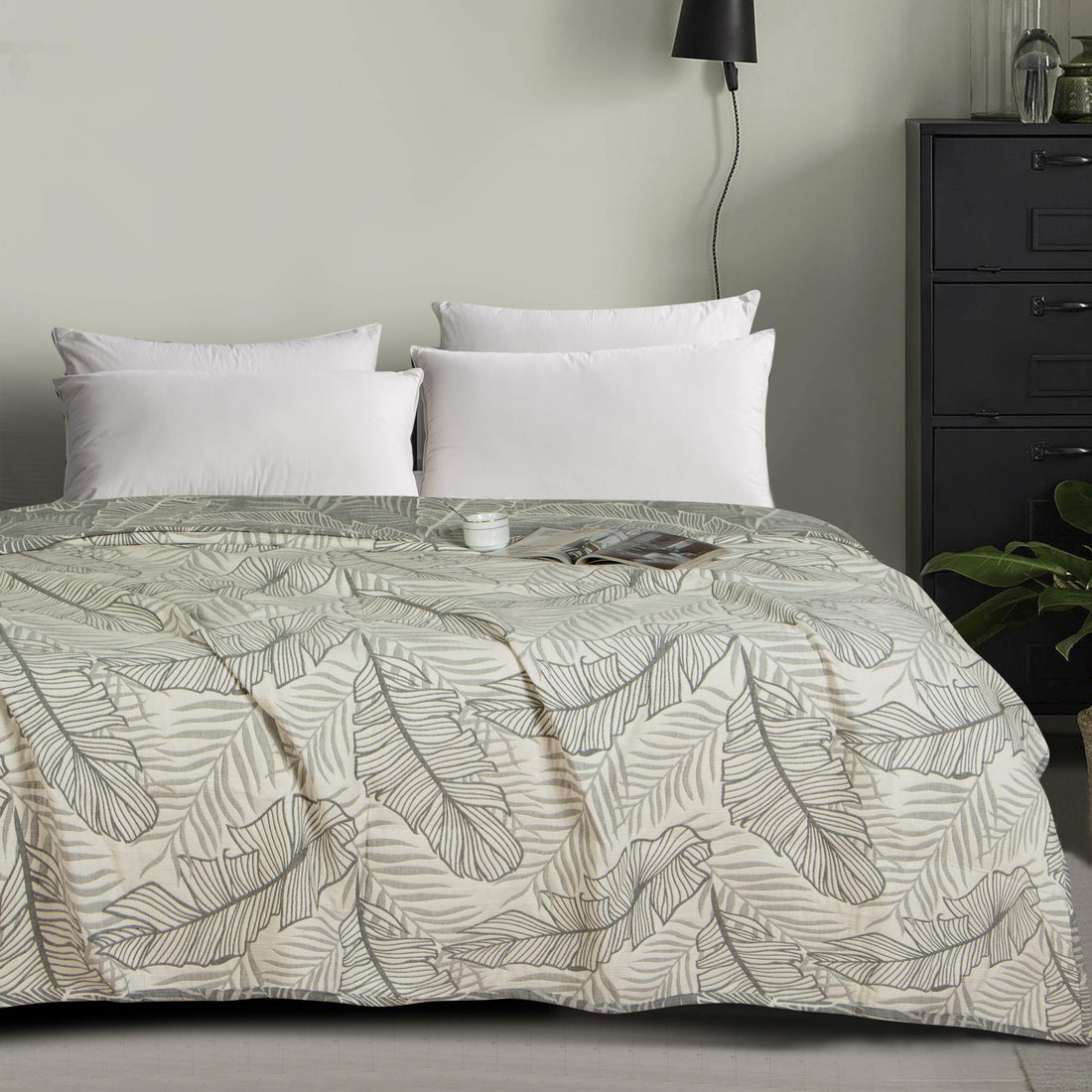 NTBAY Cotton Muslin Quilt – Queen Gray