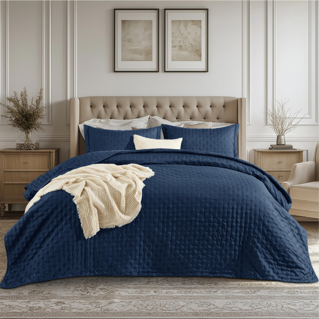 Bedsure Queen Quilt Set – White