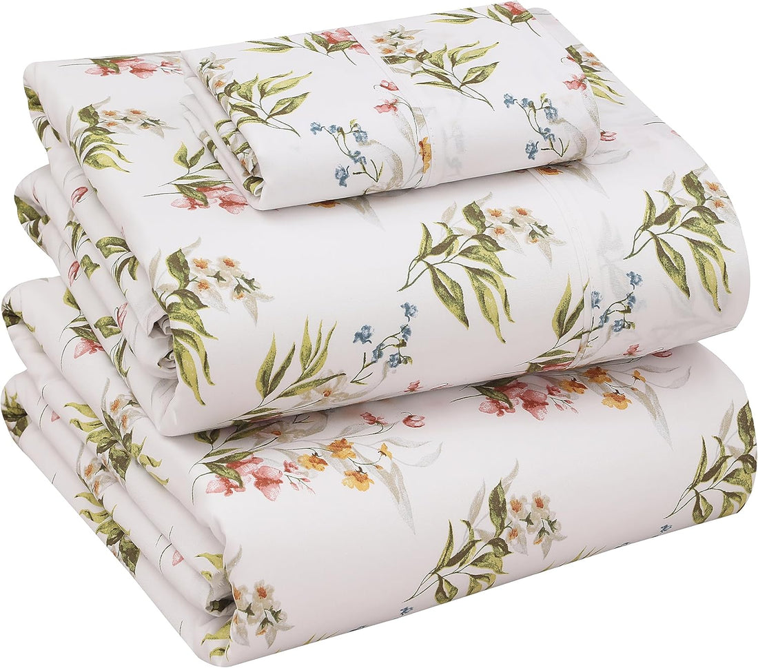RUVANTI Split King Cotton Sheet Set – Floral, 5PC