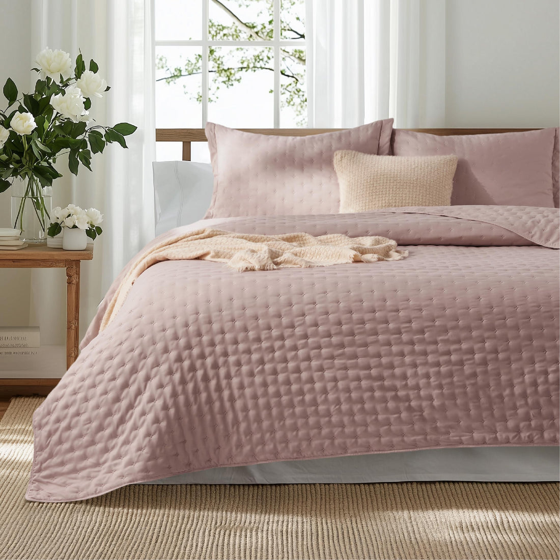 Bedsure Queen Quilt Set – White