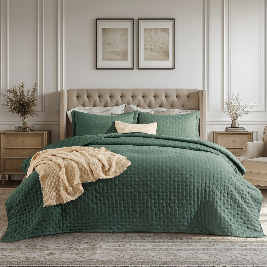 Bedsure Queen Quilt Set – White