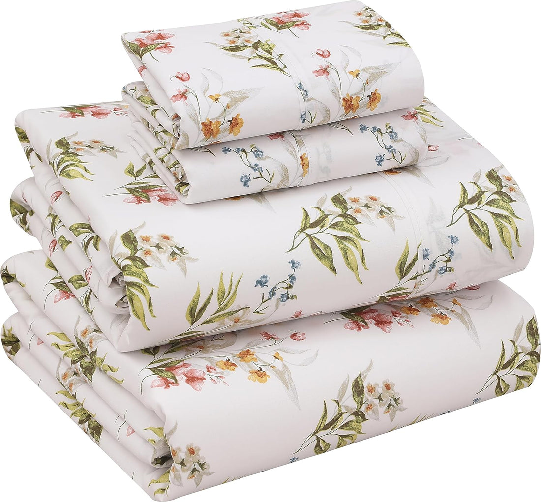 RUVANTI Split King Cotton Sheet Set – Floral, 5PC