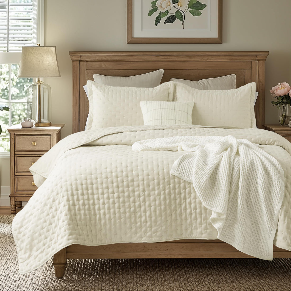 Bedsure Queen Quilt Set – White