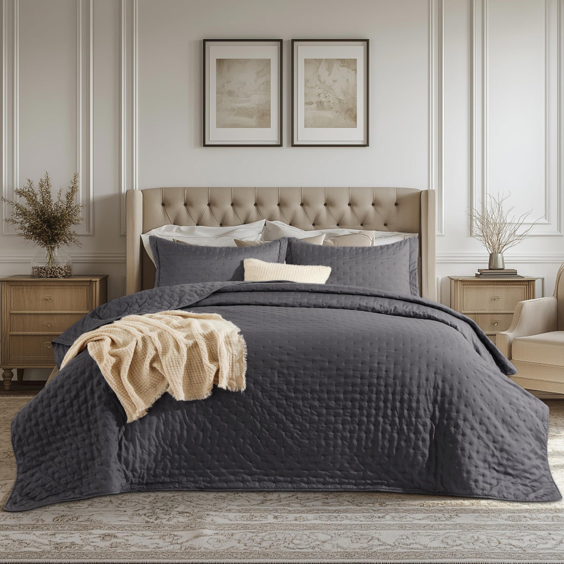 Bedsure Queen Quilt Set – White
