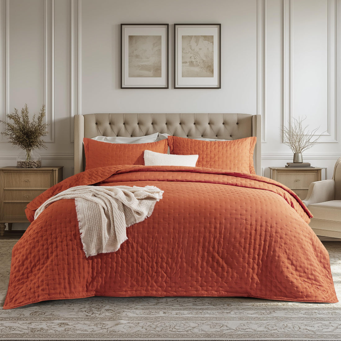 Bedsure Queen Quilt Set – White