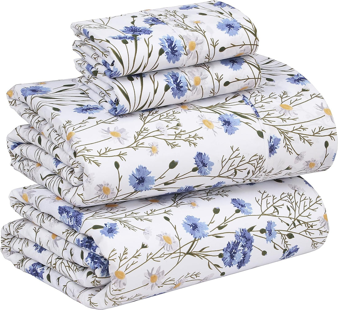 RUVANTI Split King Cotton Sheet Set – Floral, 5PC