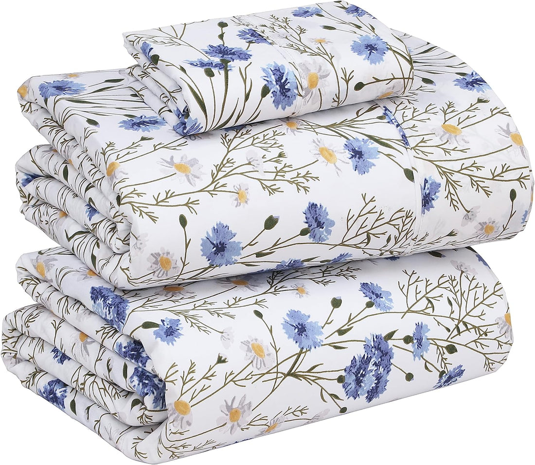 RUVANTI Split King Cotton Sheet Set – Floral, 5PC