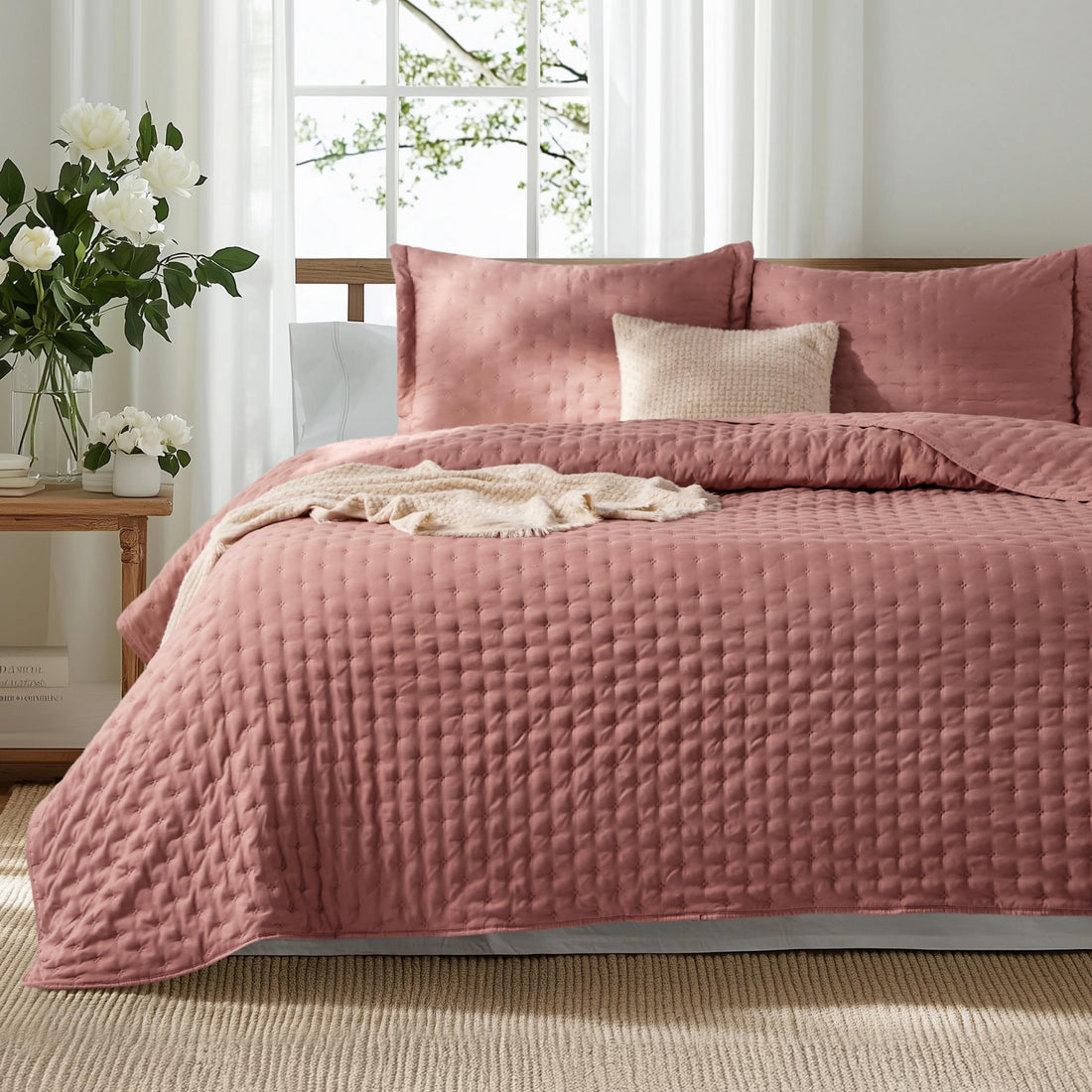 Bedsure Queen Quilt Set – White