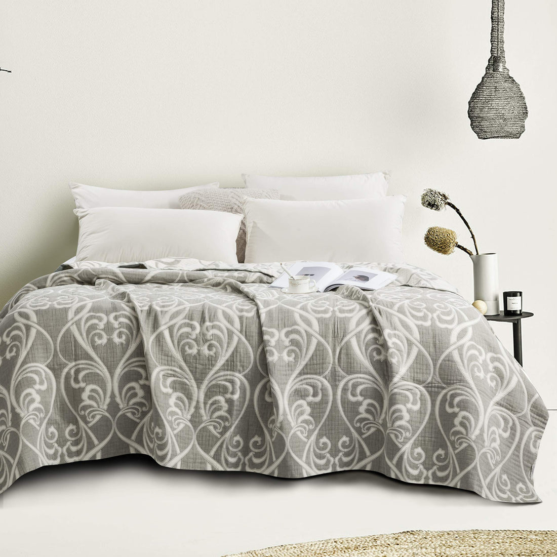 NTBAY Cotton Muslin Quilt – Queen Gray