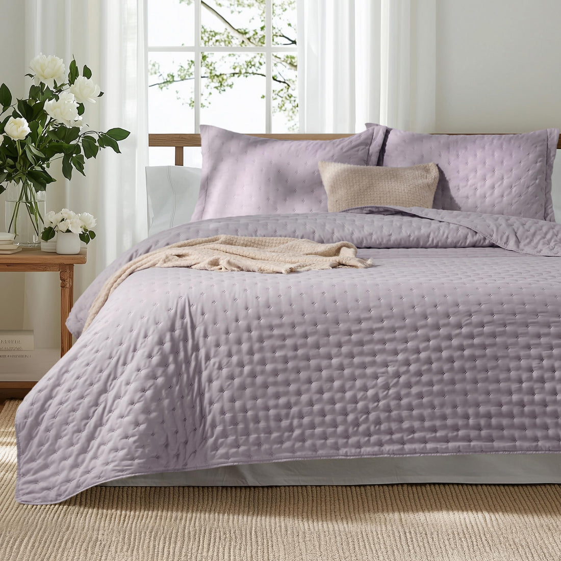 Bedsure Queen Quilt Set – White