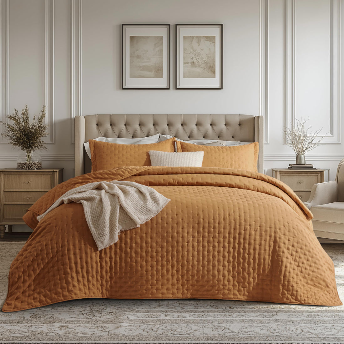 Bedsure Queen Quilt Set – White