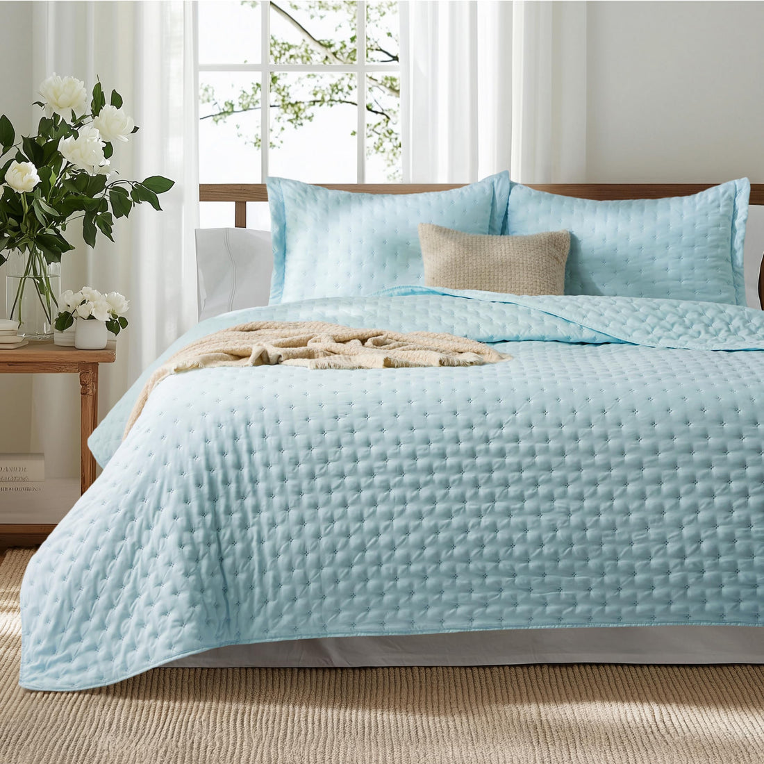 Bedsure Queen Quilt Set – White