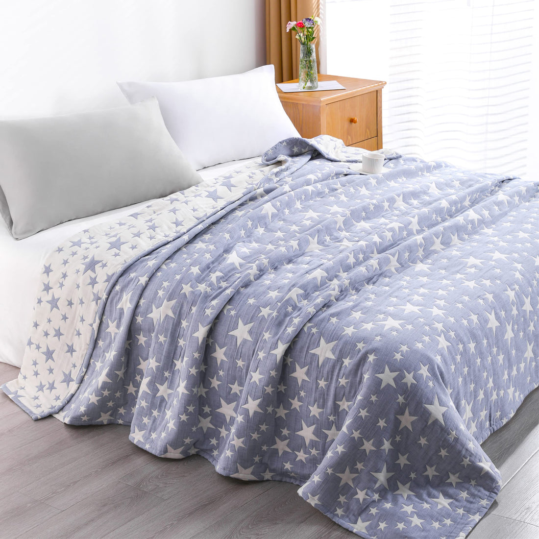 NTBAY Cotton Muslin Quilt – Queen Gray
