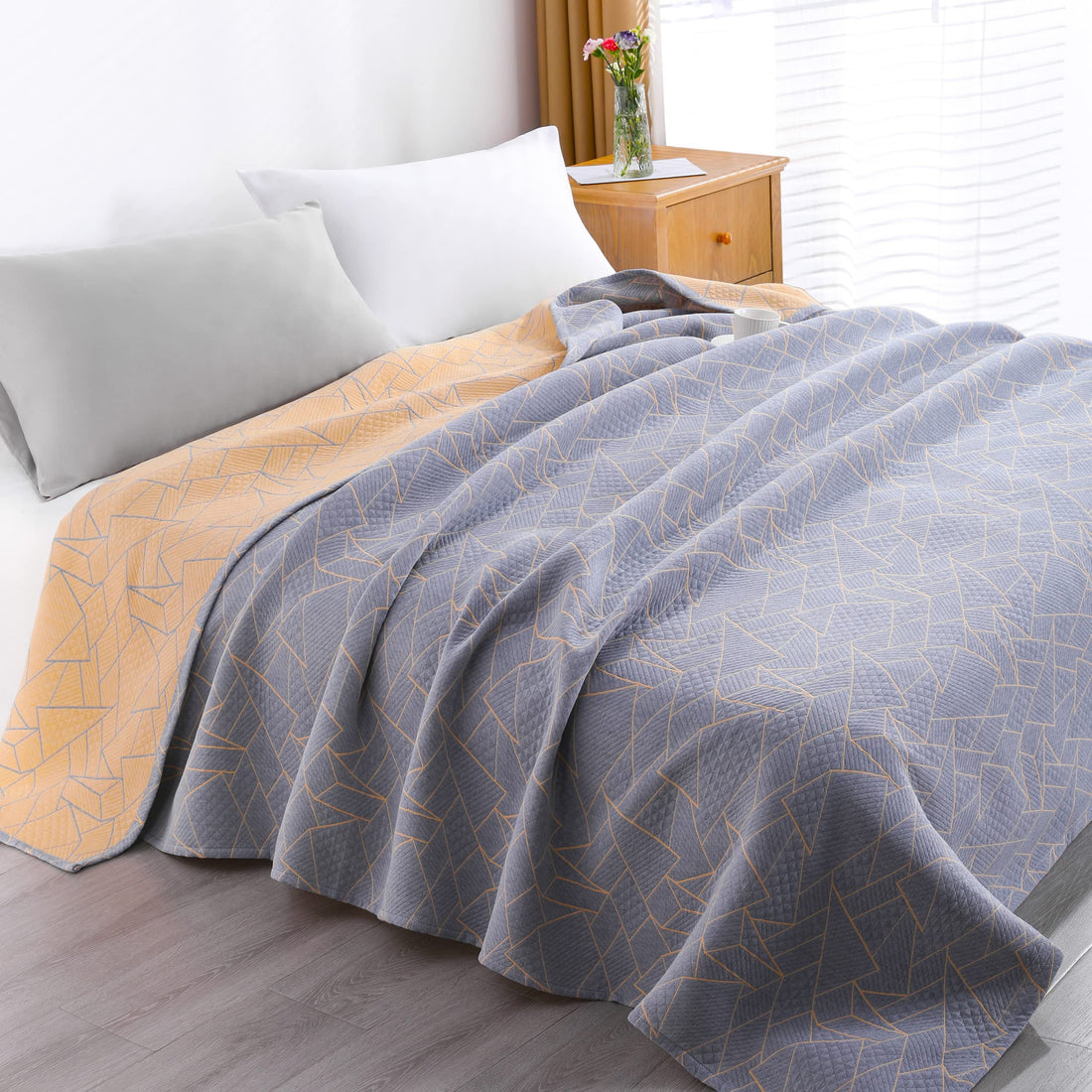 NTBAY Cotton Muslin Quilt – Queen Gray