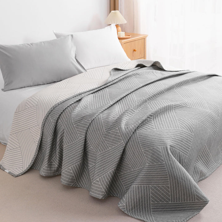 NTBAY Cotton Muslin Quilt – Queen Gray