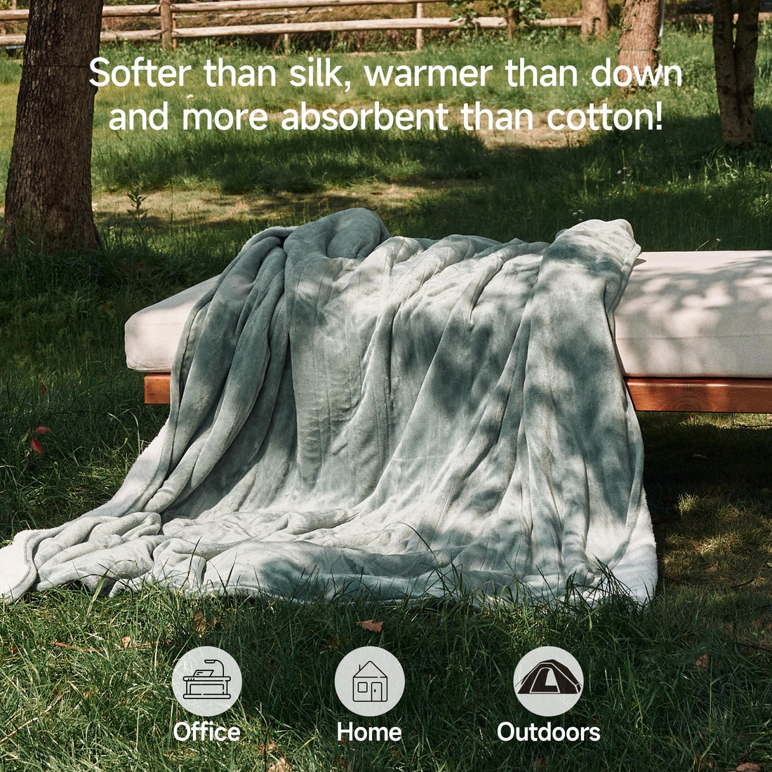 GOTCOZY Electric Heated Throw – Green, 50"x60"