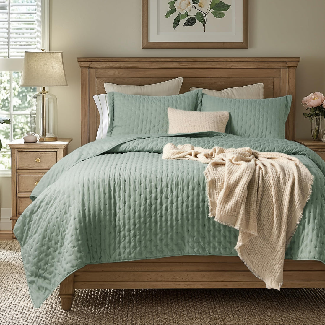 Bedsure Queen Quilt Set – White